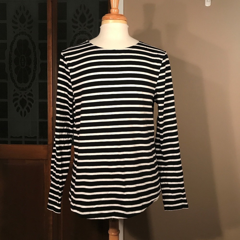 ASOS Striped Long-Sleeve Tee with Zip Back